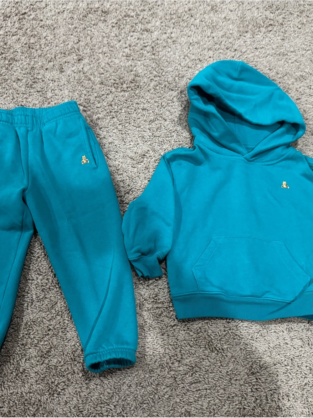 Baby Gap Kids Teal Bear Logo Hoodie & Jogger Set Size 3 Years